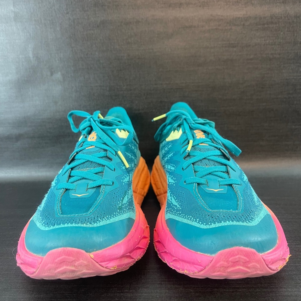 Hoka Speedgoat 5 Womens 9.5B Green Teal Pink Hiking Trail Running Vibram Shoes - Picture 3 of 9